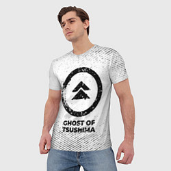 Футболка мужская Ghost of Tsushima с потертостями на светлом фоне, цвет: 3D-принт — фото 2