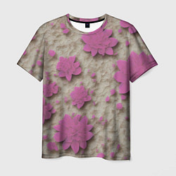 Мужская футболка Розовые цветы объемные
