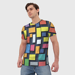Футболка мужская Тетрис цветные кубики, цвет: 3D-принт — фото 2