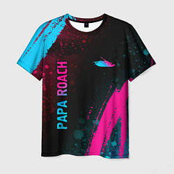 Футболка мужская Papa Roach - neon gradient: надпись, символ, цвет: 3D-принт