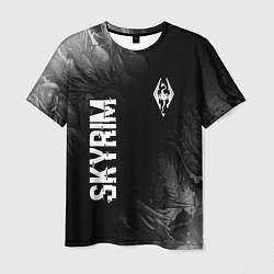Футболка мужская Skyrim glitch на темном фоне: надпись, символ, цвет: 3D-принт