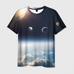 Мужская футболка Космос и планета Сатурн