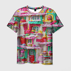 Мужская футболка Домики из сладостей