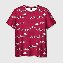 Мужская футболка Японский паттерн - цветение сакуры