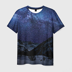 Мужская футболка Снежные горы и космос