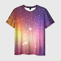 Мужская футболка Желто фиолетовое свечение и звезды