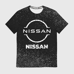 Футболка мужская Nissan с потертостями на темном фоне, цвет: 3D-принт