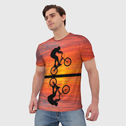 Футболка мужская Велосипедист в отражении, цвет: 3D-принт — фото 2