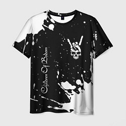 Мужская футболка Children of Bodom и рок символ на темном фоне