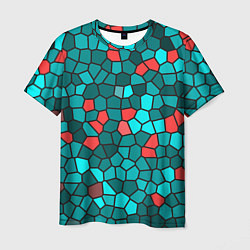 Футболка мужская Мозаика бирюзовый, цвет: 3D-принт