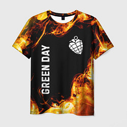 Мужская футболка Green Day и пылающий огонь