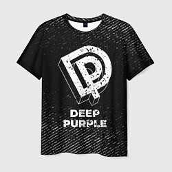 Футболка мужская Deep Purple с потертостями на темном фоне, цвет: 3D-принт