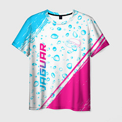 Футболка мужская Jaguar neon gradient style: надпись, символ, цвет: 3D-принт