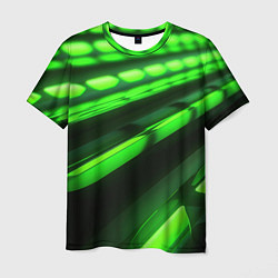 Футболка мужская Green neon abstract, цвет: 3D-принт