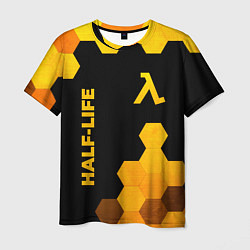 Мужская футболка Half-Life - gold gradient: надпись, символ