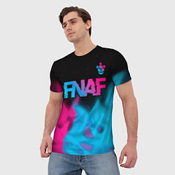 Футболка мужская FNAF - neon gradient: символ сверху, цвет: 3D-принт — фото 2