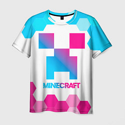 Мужская футболка Minecraft neon gradient style