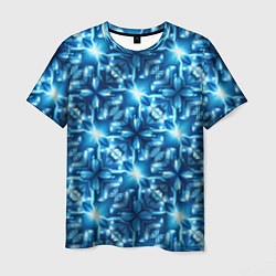 Мужская футболка Светящиеся голубые цветы