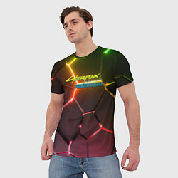 Футболка мужская Cyberpunk 2077 phantom liberty logo neon, цвет: 3D-принт — фото 2