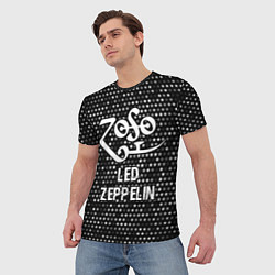 Футболка мужская Led Zeppelin glitch на темном фоне, цвет: 3D-принт — фото 2