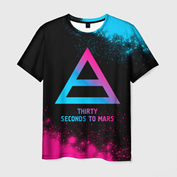 Футболка мужская Thirty Seconds to Mars - neon gradient, цвет: 3D-принт