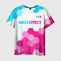 Футболка мужская Mass Effect neon gradient style: символ сверху, цвет: 3D-принт