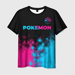 Футболка мужская Pokemon - neon gradient: символ сверху, цвет: 3D-принт