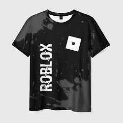 Мужская футболка Roblox glitch на темном фоне: надпись, символ