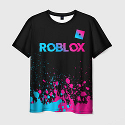 Футболка мужская Roblox - neon gradient: символ сверху, цвет: 3D-принт