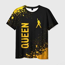 Мужская футболка Queen - gold gradient: надпись, символ