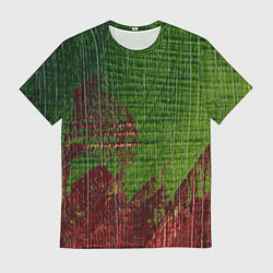 Мужская футболка Зелёная и бордовая текстура