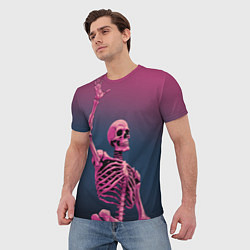 Футболка мужская Розовый скелет, цвет: 3D-принт — фото 2