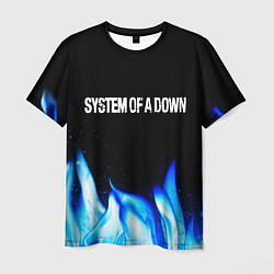 Мужская футболка System of a Down blue fire