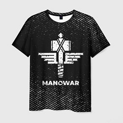 Мужская футболка Manowar с потертостями на темном фоне