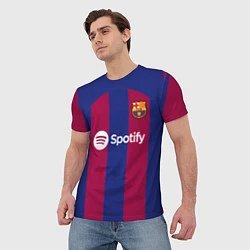 Футболка мужская Гави Барселона форма 2324 домашняя, цвет: 3D-принт — фото 2