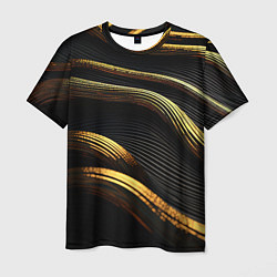 Мужская футболка Золотистые волны абстракция