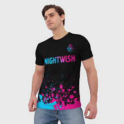 Футболка мужская Nightwish - neon gradient: символ сверху, цвет: 3D-принт — фото 2