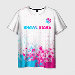 Футболка мужская Brawl Stars neon gradient style: символ сверху, цвет: 3D-принт