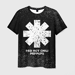 Футболка мужская Red Hot Chili Peppers с потертостями на темном фон, цвет: 3D-принт