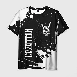 Мужская футболка Led Zeppelin и рок символ на темном фоне