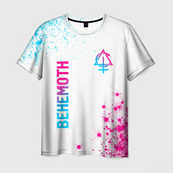 Мужская футболка Behemoth neon gradient style: надпись, символ