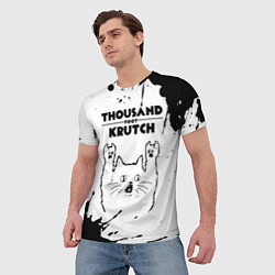 Футболка мужская Thousand Foot Krutch рок кот на светлом фоне, цвет: 3D-принт — фото 2