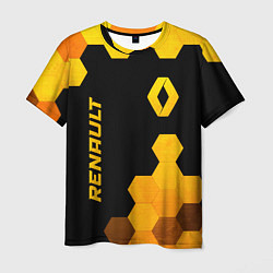 Футболка мужская Renault - gold gradient: надпись, символ, цвет: 3D-принт