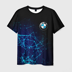 Футболка мужская BMW - логотип с геометрическим фоном, цвет: 3D-принт