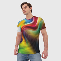 Футболка мужская Rainbow waves, цвет: 3D-принт — фото 2