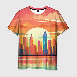 Мужская футболка Городской пейзаж на рассвете