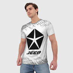 Футболка мужская Jeep speed на светлом фоне со следами шин, цвет: 3D-принт — фото 2