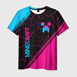 Мужская футболка Minecraft - neon gradient: надпись, символ