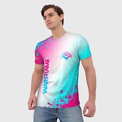 Футболка мужская Warframe neon gradient style: надпись, символ, цвет: 3D-принт — фото 2