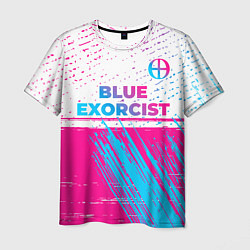 Мужская футболка Blue Exorcist neon gradient style: символ сверху